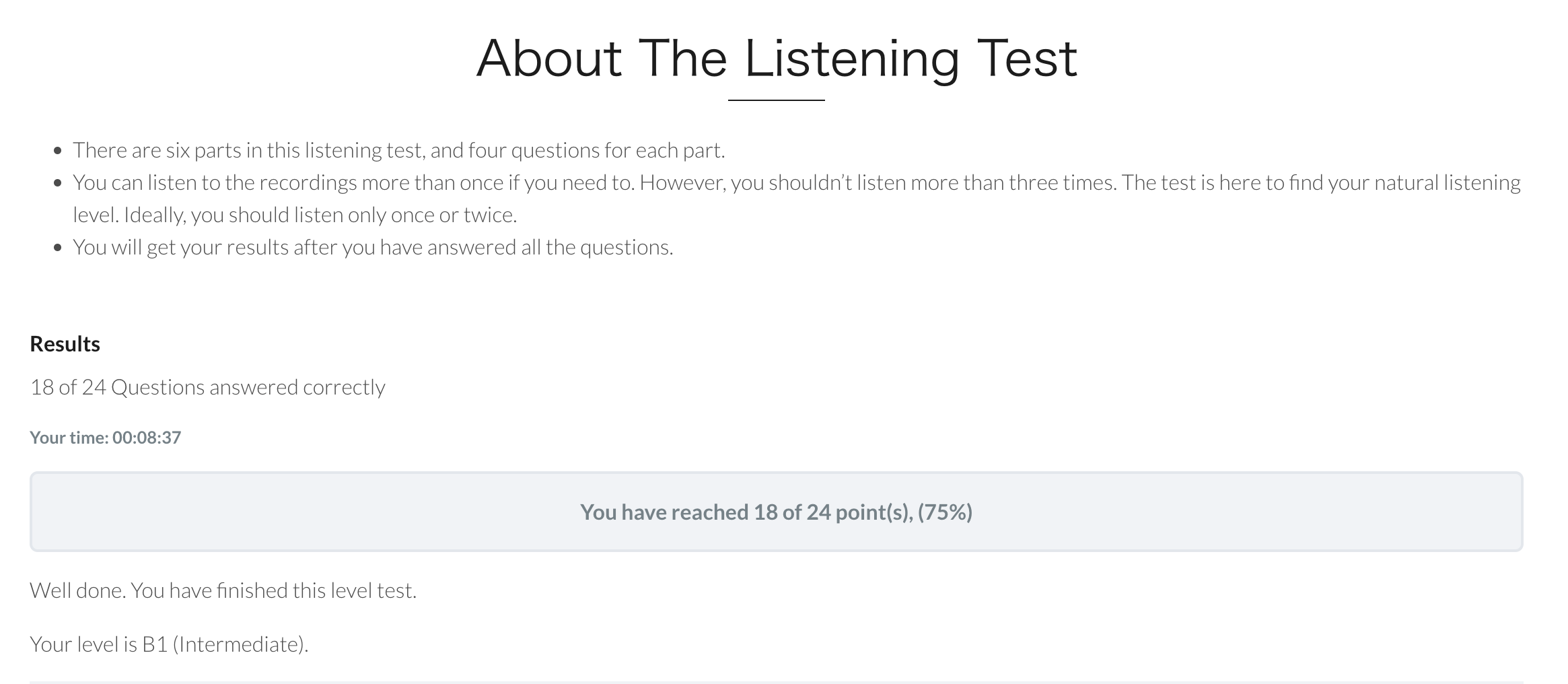 学習前のリスニング結果